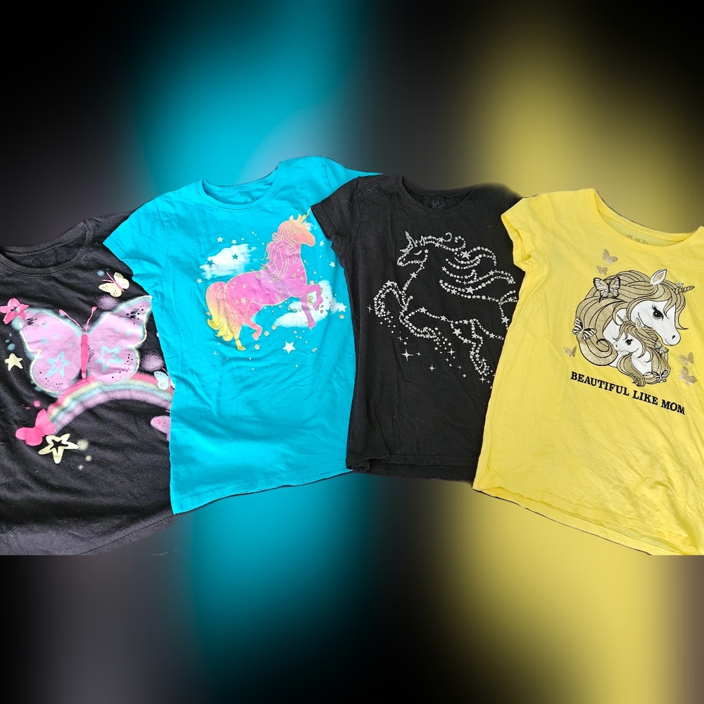 FOUR (4) Girls 10/12 Children's Place Graphic Tees